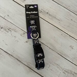 NEW Perri's Dog Collars AC/DC Medium Blsck and white dog collar 13.5-22 inch